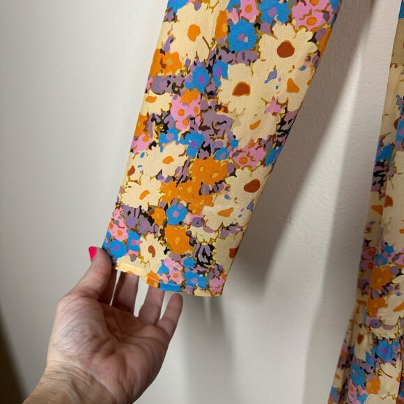 Stine Goya Judy Tiered Floral Silk Crepe Maxi Dress Multi Womens Size M Prairie - Picture 4 of 11